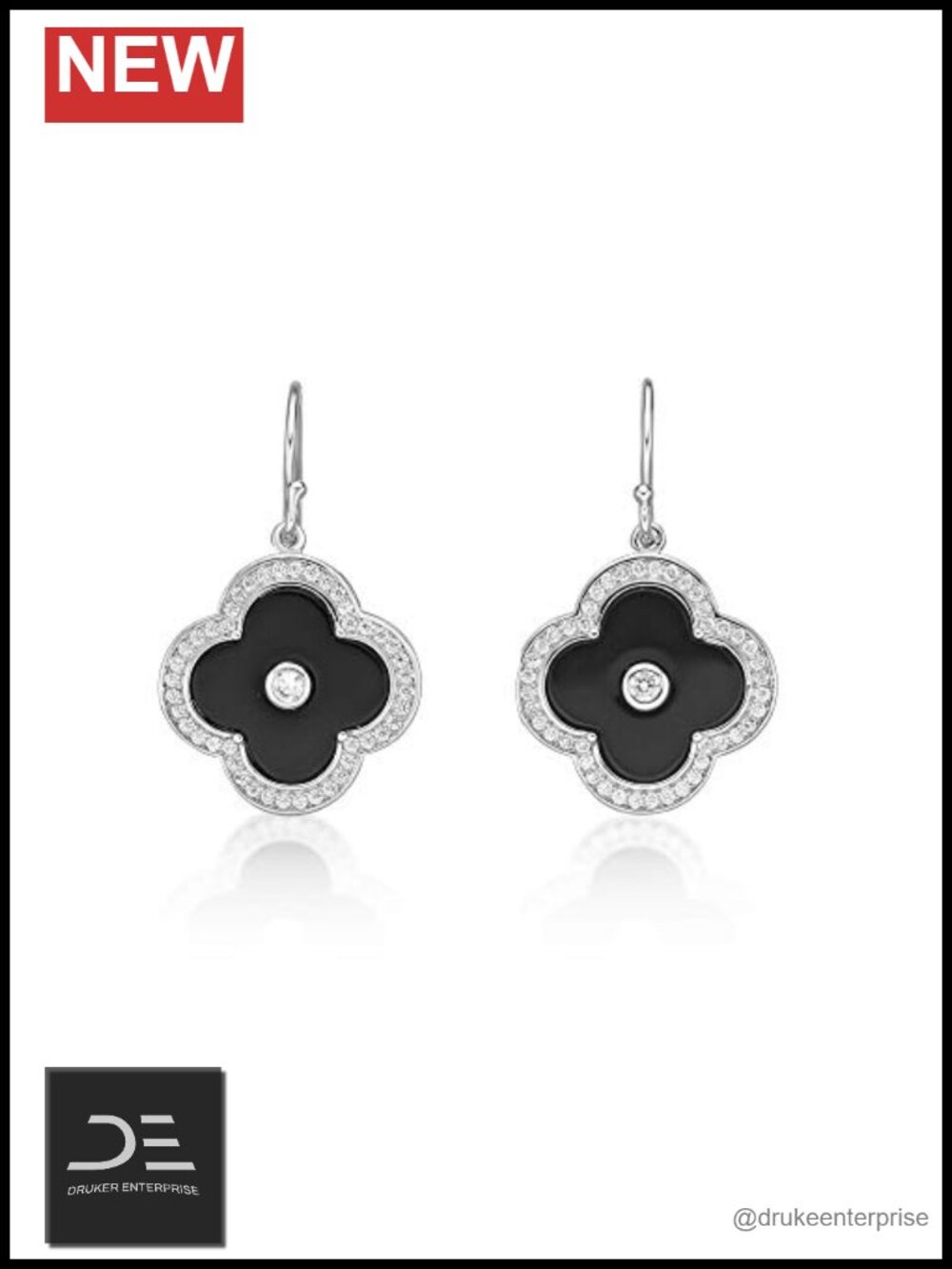 Flower Dangle Earrings 925 Sterling Silver Gold Plated CZ Drop